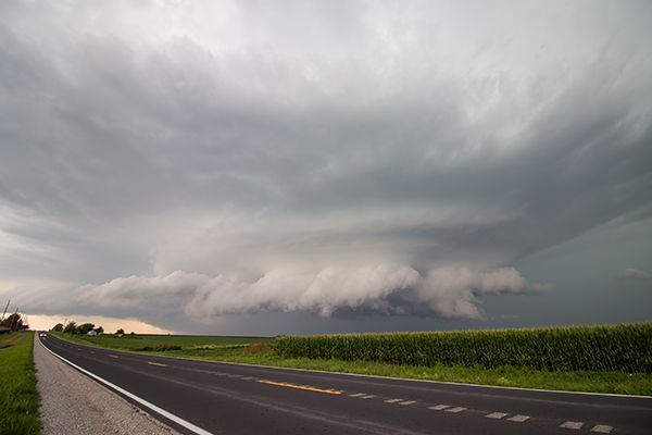 Storm rolling in over rural highway