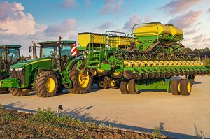 Tractors in Dealer Parking Lot for Sale