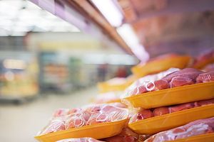 Meat on grocery shelves