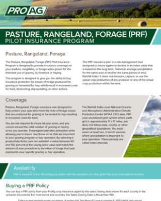 Pasture Rangeland Forage PRF crop insurance from ProAg