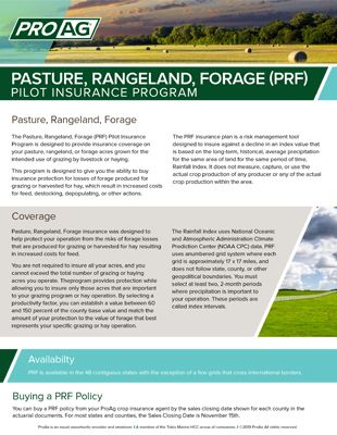 Pasture Rangeland Forage PRF crop insurance from ProAg