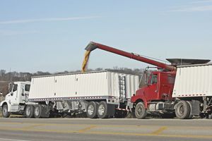 Loading corn into semi-truck