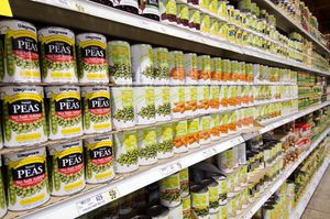 Canned goods at a grocery store in Fairfax, Virginia