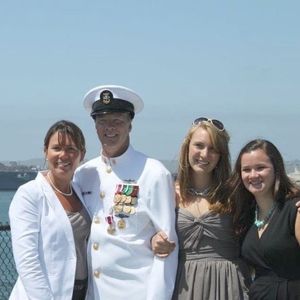 Bill Steele with his family at his Navy retirement ceremony